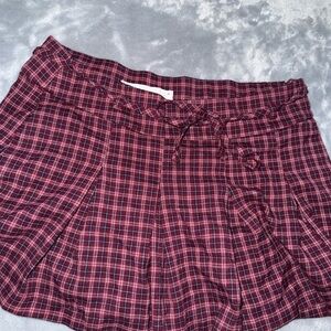 Hollister Checkered Mini Skirt in Red and Black